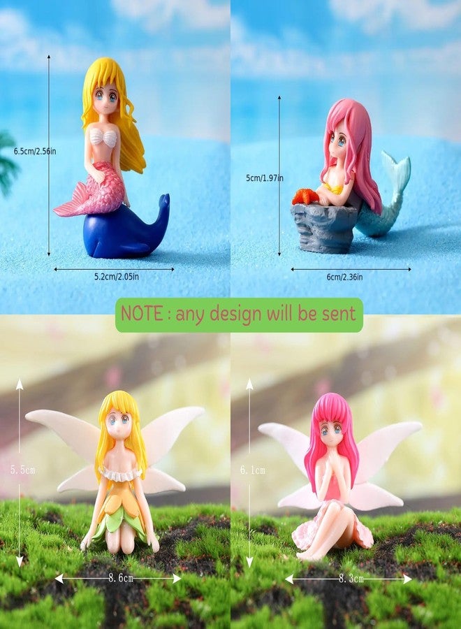 VAYINATO® (Pack of 4 (2-Mermaid & 2- Fairy Mermaid) Miniature Cute Resin Toys for Aquarium Fish Tank Decoration, Desk, Terrarium, Cake and Indoor DIY Decorations - Image 5